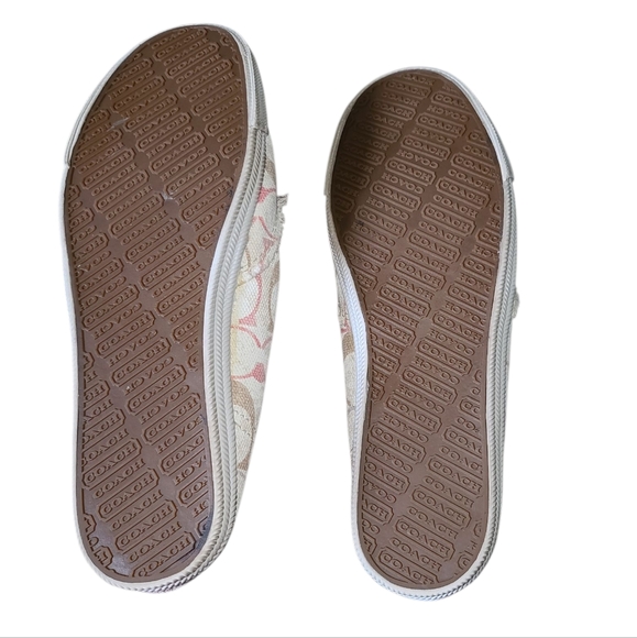 COACH Katie Slip-On Sneakers - Pink and Tan Logo No Lace (Elastic) Size 9.5B - Picture 5 of 11
